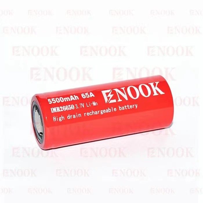 가장 많이 팔린 Enook 26650 셀 리온 5500mAh 65A 높은 배수 3.7V 재충전 배터리 평면 상단 배터리
