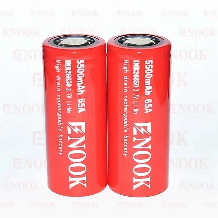 가장 많이 팔린 Enook 26650 셀 리온 5500mAh 65A 높은 배수 3.7V 재충전 배터리 평면 상단 배터리