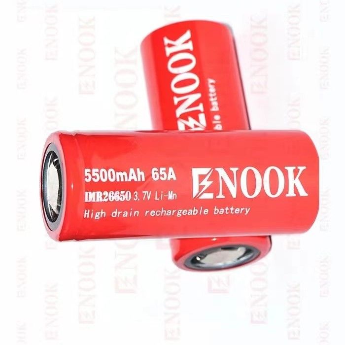 가장 많이 팔린 Enook 26650 셀 리온 5500mAh 65A 높은 배수 3.7V 재충전 배터리 평면 상단 배터리