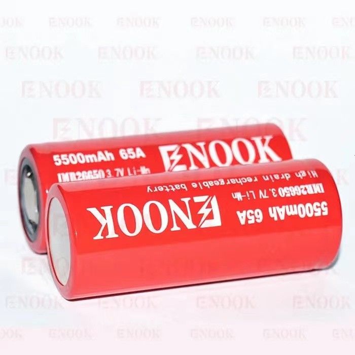 가장 많이 팔린 Enook 26650 셀 리온 5500mAh 65A 높은 배수 3.7V 재충전 배터리 평면 상단 배터리