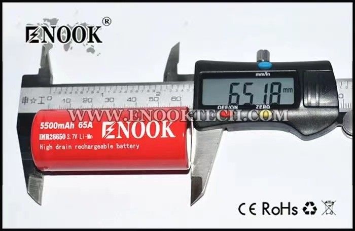 가장 많이 팔린 Enook 26650 셀 리온 5500mAh 65A 높은 배수 3.7V 재충전 배터리 평면 상단 배터리