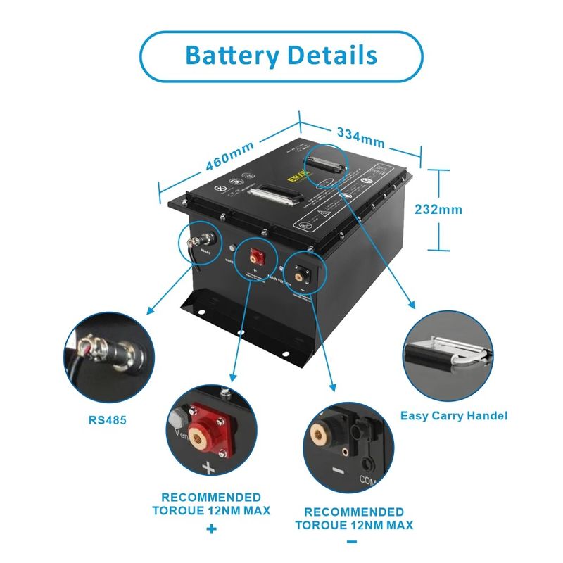 충전 골프 카트 배터리 12.8v 24v 36v 48v 51.2v 72v 100AH 리?? 이온 라이프포4 배터리 지능형 소프트웨어 BMS