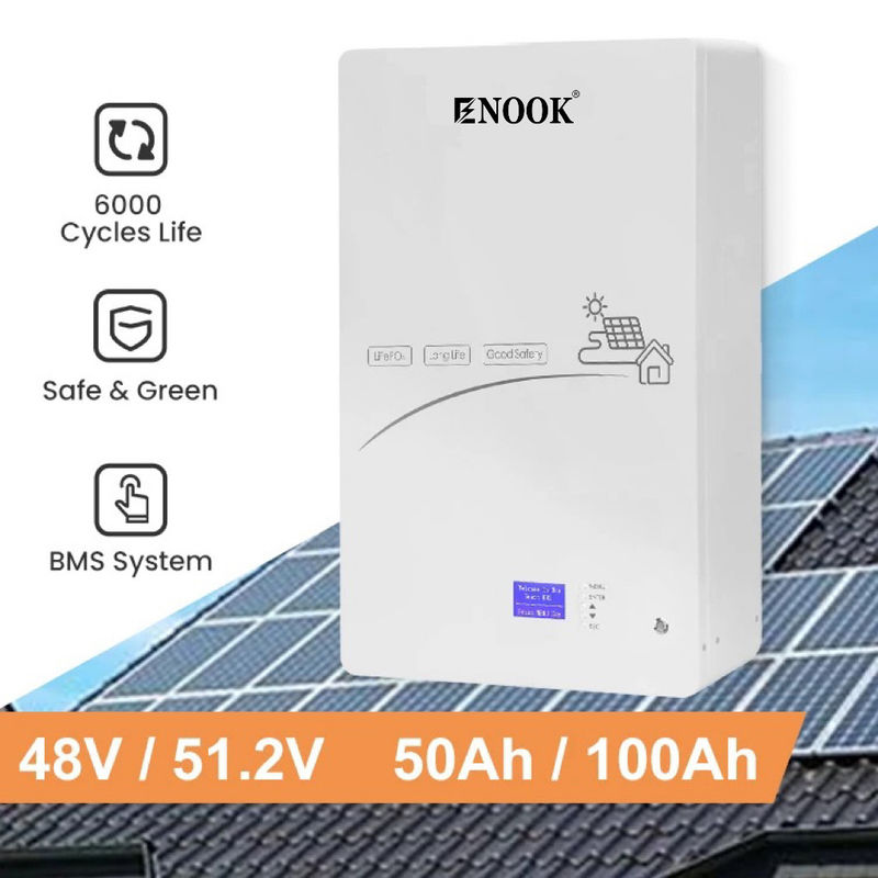 에노크 태양광 5KWH 10KWH 라이프PO4 리?? 배터리 24V 48V 태양 에너지 200Ah 전력 벽 Lifepo4 팩