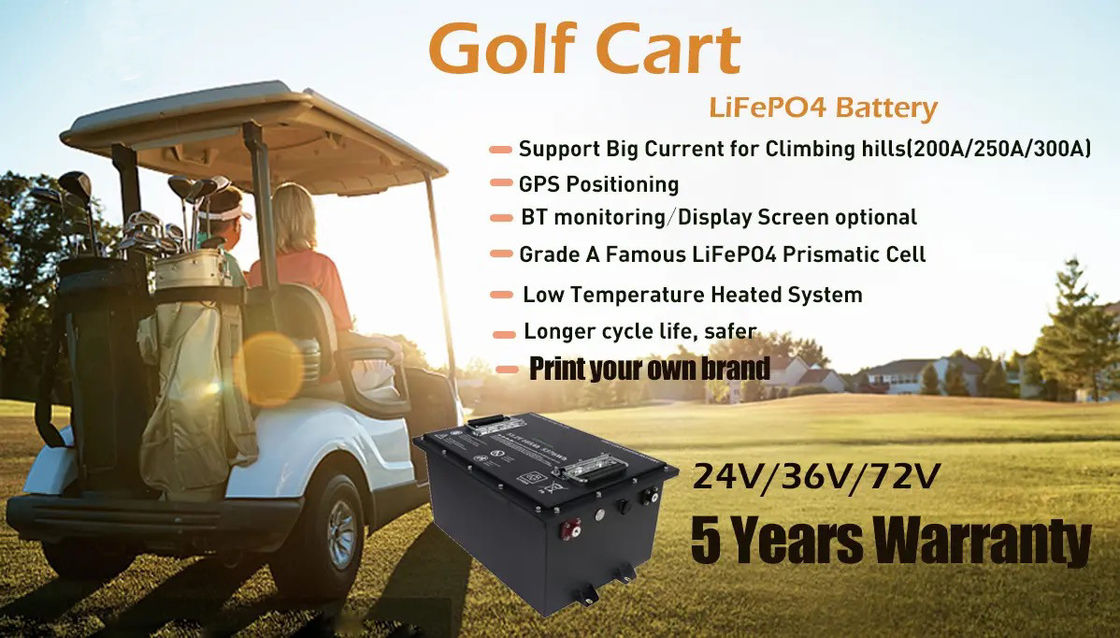충전 골프 카트 배터리 12.8v 24v 36v 48v 51.2v 72v 100AH 리?? 이온 라이프포4 배터리 지능형 소프트웨어 BMS