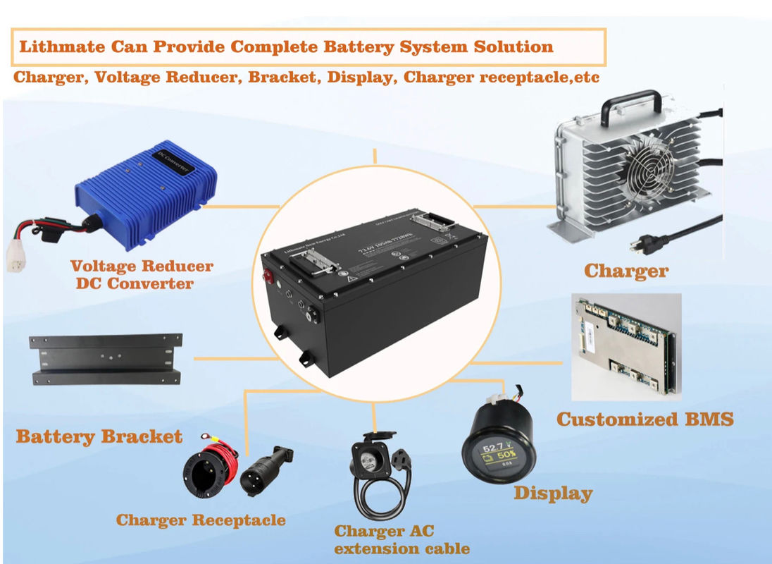 OEM ODM 충전 가능 36v 48v 72v 100ah 200ah 300ah 리?? 이온 배터리 라이프포4 골프 카트 배터리