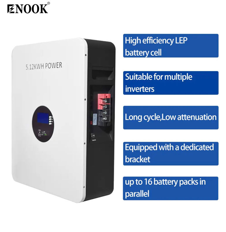 가정용 태양광 가정용 Lifepo4 에너지 저장 배터리 10kwh 5kwh 51.2v 100ah 5kw 벽에 장착 된 200ah 48v 시스템
