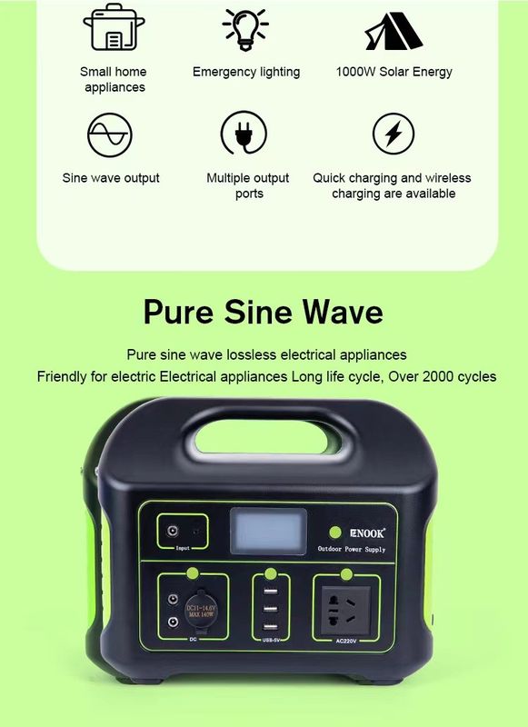 500Wh LiFePo4 배터리 가정용 에너지 저장 태양 전지 충전 1000W 휴대용 발전소