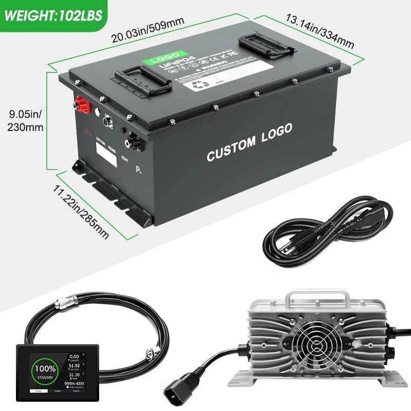 36V 48V 72V 96V 100Ah 200Ah 300Ah 150A 연속 충전과 함께 LiFePO4 골프 카트 배터리